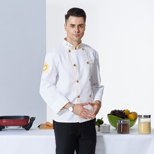 Uniforme <span class=keywords><strong>de</strong></span> <span class=keywords><strong>chef</strong></span> à manches longues brodé avec des vêtements <span class=keywords><strong>de</strong></span> travail d'hiver <span class=keywords><strong>de</strong></span> dragons pour la <span class=keywords><strong>veste</strong></span> <span class=keywords><strong>de</strong></span> <span class=keywords><strong>chef</strong></span> <span class=keywords><strong>de</strong></span> tête <span class=keywords><strong>de</strong></span> cuisines d'hôtel - Product Image 3