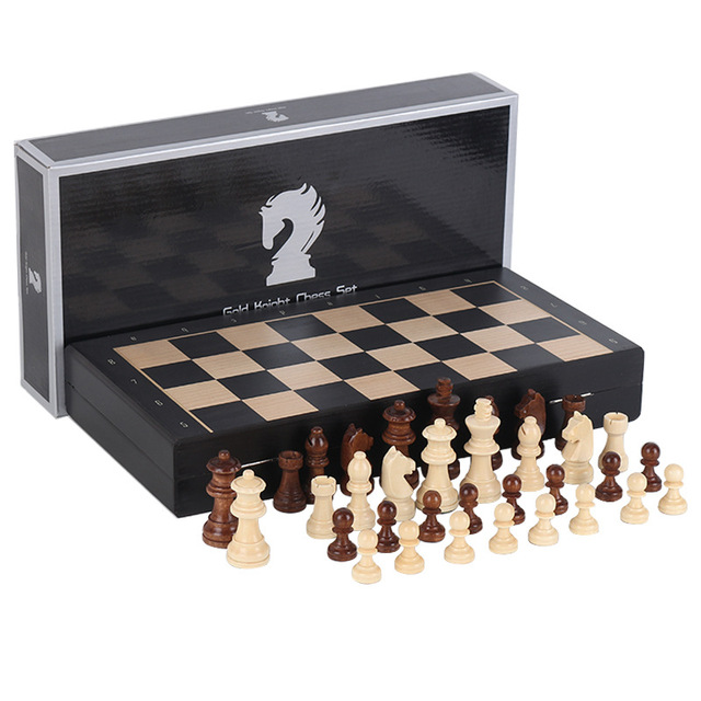 2.5 Inches Luxury Chess Set Wooden Chess Pieces Chessboard Magnetic Folding Chess Game Set for Beginners