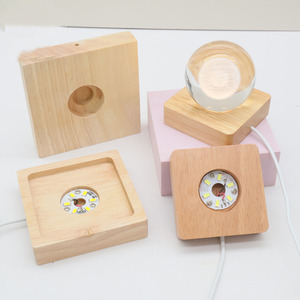 Wooden LED Light Base 25mm Aperture Warm White Light Home Decor <b>Night</b> Light <b>Stand</b> Crystal Holder - Product Image 5
