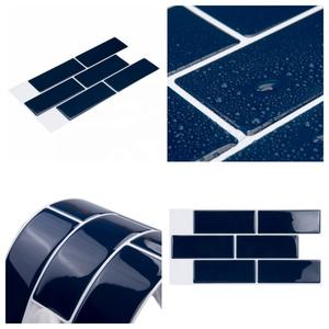 Sticker mural <span class=keywords><strong>bleu</strong></span> salle de bain auto-adhésif décor bon marché <span class=keywords><strong>papier</strong></span> <span class=keywords><strong>peint</strong></span> à peler et à coller carrelage panneau mural 3d décoration pour l'amélioration de l'habitat - Product Image 5