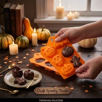 Moule à gâteau en silicone premium à 6 cavités, antiadhésif, réutilisable, résistant à la chaleur, pour four, formes variées, idéal pour Halloween, vente en gros usine