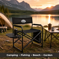 Chaise de camping pliable YUNJU OUTDOOR avec logo personnalisé, table latérale et porte-gobelet
