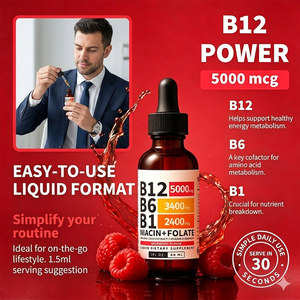 Gotas de Complejo Vitamínico B Listas para Enviar, Suplemento Líquido de Alta Potencia con B12, B6 y <span class=keywords><strong>B1</strong></span> para Adultos, Apoyo Nutricional Dietético - Product Image 4
