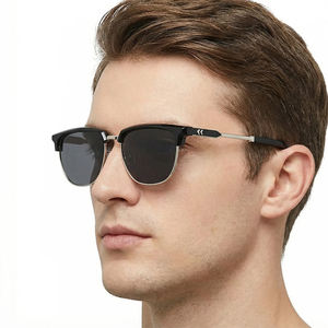 Retro Browline Gafas de sol Hombres Mujeres Clásicas Gafas de sol de medio borde Moda masculina Anti-deslumbramiento Vacaciones - Product Image 2