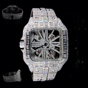 Stainless Steel <b>Square</b> Case VVS Moissanite Mechanical <b>Watch</b> <b>Men</b> Hip Hop 100% Pass Diamond Tester 10 Bar Water Resistance - Product Image 1