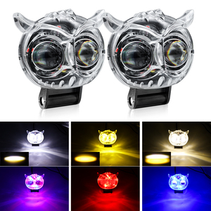 Diseño de búho luz colorida 20W LED lente foco blanco amarillo <span class=keywords><strong>rojo</strong></span> luz búho auxiliar niebla para motocicleta ATV Buggy Coche - Product Image 5