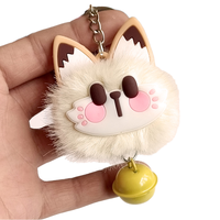 Gantungan Kunci Boneka Rubah Merah Custom OEM, Kapas Kawaii, Bulu Rubah Ekor Panjang, MOQ Rendah, Desain Custom