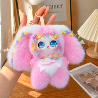 Pendentif lapin en peluche vinyle à grandes oreilles, breloque de sac, accessoire, porte-clés, cadeau