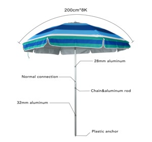 Parasol <span class=keywords><strong>de</strong></span> plage portable robuste <span class=keywords><strong>de</strong></span> 6 pi avec ancre <span class=keywords><strong>de</strong></span> sable, hauteur réglable, évent en aluminium, <span class=keywords><strong>abri</strong></span> solaire pour patio, <span class=keywords><strong>jardin</strong></span> et extérieur - Product Image 3