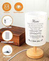 Cadeaux pour la fête des mères et la Saint-Valentin - Lampe de table électrique LED écologique avec abat-jour en bois et tissu - Décoration d'intérieur