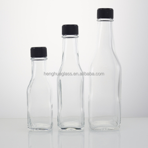 Bán buôn <span class=keywords><strong>148ml</strong></span> 150ml 5oz vuông rõ ràng chai nước sốt thủy tinh với nắp nhựa cho woozy BBQ Ớt cà chua đậu nóng lưu trữ dầu - Product Image 5