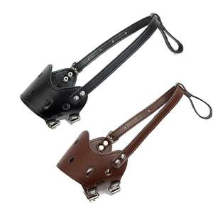 Qbellpet 하이 퀄리티 조절 가능한 통기성 PU 가죽 안티 섭식 마스크 커버 애완 동물 개 방지 수피 물린 먹는 커버 muzzles - Product Image 2