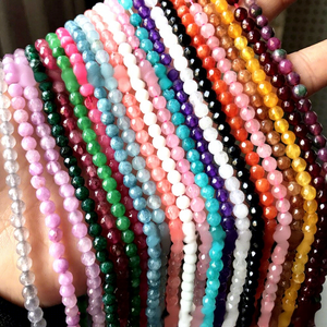 Perles de quartz rondes facettées en <span class=keywords><strong>jade</strong></span> naturel, prix d'usine, perles d'agate indienne en cristal naturel de 4 mm pour la fabrication de bijoux - Product Image 1