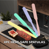 Lot de 4 spatules en silicone, résistantes à la chaleur, de qualité alimentaire, compatibles lave-vaisselle et four, longues, pour la pâtisserie, le mélange de gâteaux, le beurre et la confiture