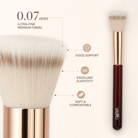 Pinceau de maquillage à poils fins de qualité supérieure avec manche en bois et virole en aluminium épaissie, fibres ultra-fines de 0,07 mm, 16,5 cm