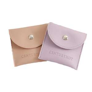 Jinsky 8*8cm sacs à bijoux personnalisés boucles d'oreilles collier anneaux pochette d'emballage de bijoux en cuir Pu avec Logo personnalisé - Product Image 6
