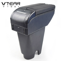 Vtear – Boîte de rangement élégante en ABS et cuir PU pour accoudoir avant de voiture avec porte-gobelet USB, accessoires intérieurs pour BYD F0 2008-2016