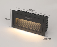 Lumière murale LED pour escalier, 24V, blanc chaud, boîtier en aluminium, 3W