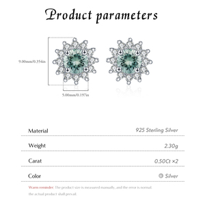 Exquisite S925 Sterling Silver 1CT Moissanite Halo <b>Earrings</b> Exquisite Sun <b>Studs</b> <b>Earrings</b> for Women Fine Jewelry Accessories - Product Image 4