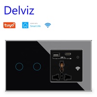 Panneau tactile en verre Delviz, télécommande, Google Alexa Smart Life, prise Wifi à charge rapide USB avec interrupteur intelligent d'éclairage mural Tuya