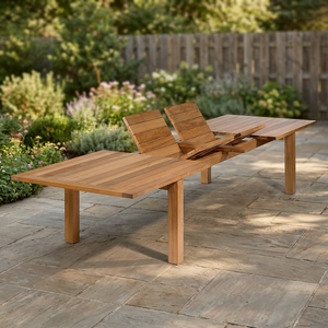 Table à manger extensible en bois massif moderne, design rectangulaire convertible, style minimaliste écologique, meubles pour la maison, utilisation en extérieur - Product Image 4