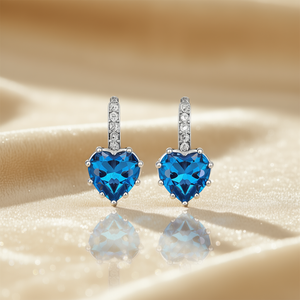 ต่างหูคริสตัลรูปหัวใจสวารอฟสกี้ ตัวเรือนเงิน 925 ประดับแบบกรงเล็บ สวมใส่ได้ทุกวันสำหรับผู้หญิง - Product Image 2