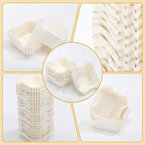 Mini moules à cupcakes carrés en papier blanc enduit, sans odeur, jetables, pour la pâtisserie, petits emballages pour gâteaux, pour <span class=keywords><strong>mariage</strong></span> et fête - Product Image 2