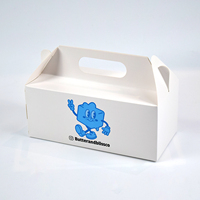 Boîtes d'emballage alimentaire portables personnalisées avec poignée, en papier gaufré, pour poulet frit, pâtisserie, gâteau, beignets
