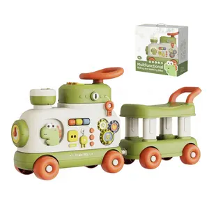 New kids ride on car toy toddler multi-function learning puzzle game riding push car walker with mist spraying and lights music