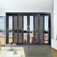 Porte coulissante moderne sur mesure pour intérieur, robuste, résistante au vent, en alliage d'aluminium, double vitrage trempé, insonorisée et isolante thermiquement
