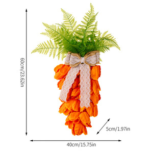 DAMAI Easter Holiday Supplies Tulip Carrot Wreath Orange Carrot Swag Easter Door Decoration Decor for Door Window - Product Image 3