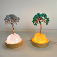 Lampe de nuit LED en bois massif au design moderne avec base en cristal, alimentation par prise, petite base ronde en bois