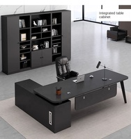 Ensemble de bureau de direction moderne en bois en forme de L personnalisable avec armoire extensible et résistant à l'usure