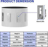Vente en gros d'étiquettes NFC NTAG213 NTAG215 21x11mm, autocollants universels réinscriptibles, étanches, étiquettes RFID intelligentes, paiement, contrôle d'accès, hôtel