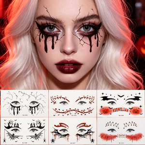 Autocollants pour le visage imperméables et durables pour Halloween, non toxiques, sans danger pour la peau, autocollants de tatouage pour les yeux en forme de toile d'araignée, CPNP, tatouages temporaires - Product Image 5