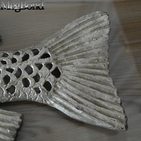 Grande Décoration Murale en Métal Sculpté en Forme de Saumon, Style Animalier, en Fonte, Argent Antique, pour la Maison