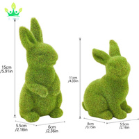 Lapin de Pâques vert mousse lapin en peluche Sculpture artificielle lapin vert résine ornement printemps jardin cadeau de Pâques décor de Pâques