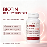 Capsules de Biotine en Gros OEM, 90 Comprimés, 5000mcg, Complément Alimentaire en Vrac, Marque Privée pour Distributeurs