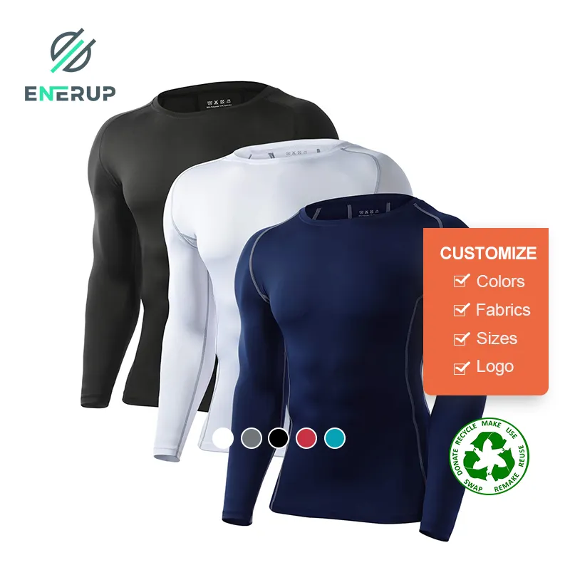 Enerup Sports Wear Men Active wear Sexy Sport Fitness Clothing Gym Clothes long sleeve sports t-shirt