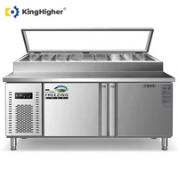Table de préparation de salades sur mesure réfrigérée, 2 portes, refroidisseur sous comptoir, réfrigérateur commercial en acier inoxydable pour pizzas et sandwichs, double température