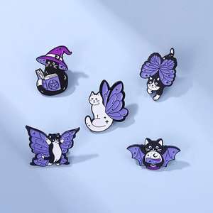 เข็มกลัดโลหะสไตล์แมวสีม่วงน่ารักเข็มกลัดเคลือบอ่อนสำหรับวันฮาโลวีนตรุษจีน - Product Image 1