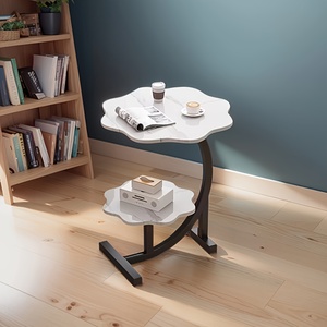 1pc Double-Layer Flower-Shaped Side <strong>Table</strong> Classic Style Metal <strong>Bedside</strong> <strong>Table</strong> With Storage Rack <strong>Round</strong> Tabletops - Product Image 5
