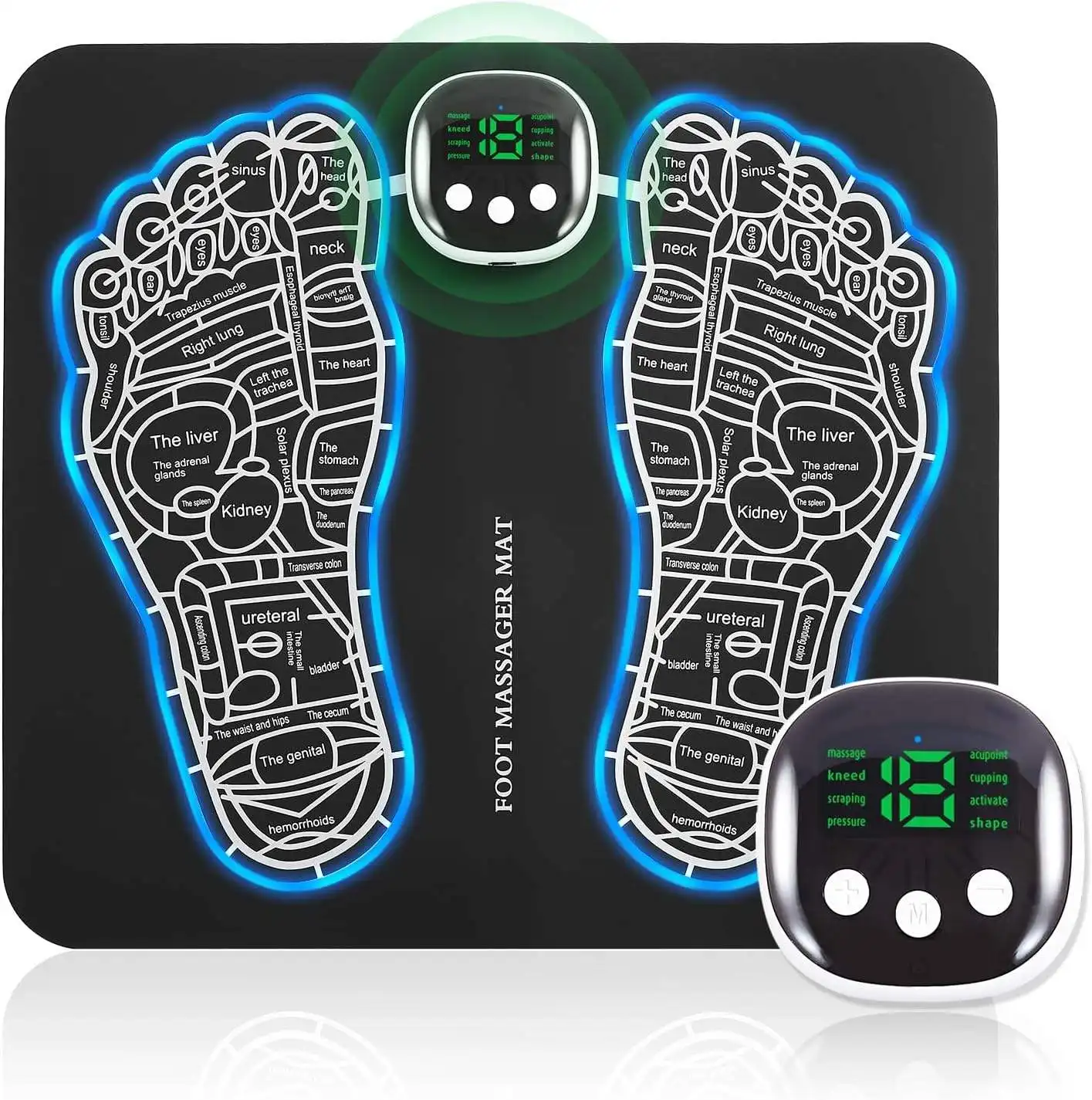 The latest remote control with patch EMS smart Shiatsu Foot massager Muscle stimulator Electric vibration massage pad