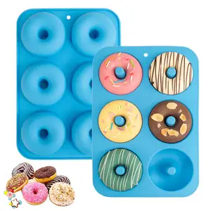 BPA FREE Dishwasher Safe 6 Cavity Silicone Donut Mold Kitchen Baking Tool Non-Stick Begal Silicone Cake Chocolate Molds