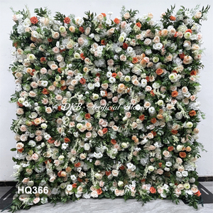 DKB Vente en gros de fleurs artificielles en soie, panneau mural floral de 8 pieds x 8 pieds, toile de fond murale de roses, toile de fond de mariage - Product Image 2