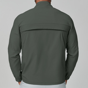 Giacca sportiva da <span class=keywords><strong>uomo</strong></span> di alta qualità per il tempo libero tinta unita con colletto con cerniera cappuccio in tela antivento per la corsa all'aperto Fitness Casual - Product Image 2