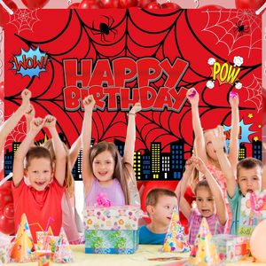 Toile de fond photographique <span class=keywords><strong>Joyeux</strong></span> <span class=keywords><strong>Anniversaire</strong></span> Motif Toile d'araignée, Bannière de fond avec silhouette urbaine et bâtiments, Décorations pour <span class=keywords><strong>Anniversaire</strong></span> et Baby Shower - Product Image 5