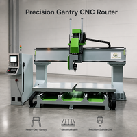 Routeur à portique robuste CNC 5 axes avec servomoteur pour sculpture 3D sur mousse, EVA et bois, doté de deux tables de travail