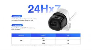 Caméra WiFi PTZ pour entreprise à domicile, CMOS 720P HD, vision nocturne couleur, détection de mouvement, carte SD, cloud, IP66 étanche, 2MP H.265 - Product Image 5