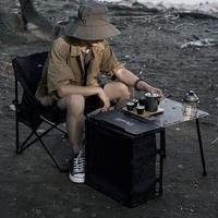 Table de camping portable moderne, table d'appoint compacte pliable avec sac de transport, hauteur réglable, porte-gobelet pour la randonnée